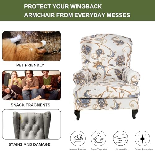 HAOYONG 2 Piece Wingback Chair Slipcover Set