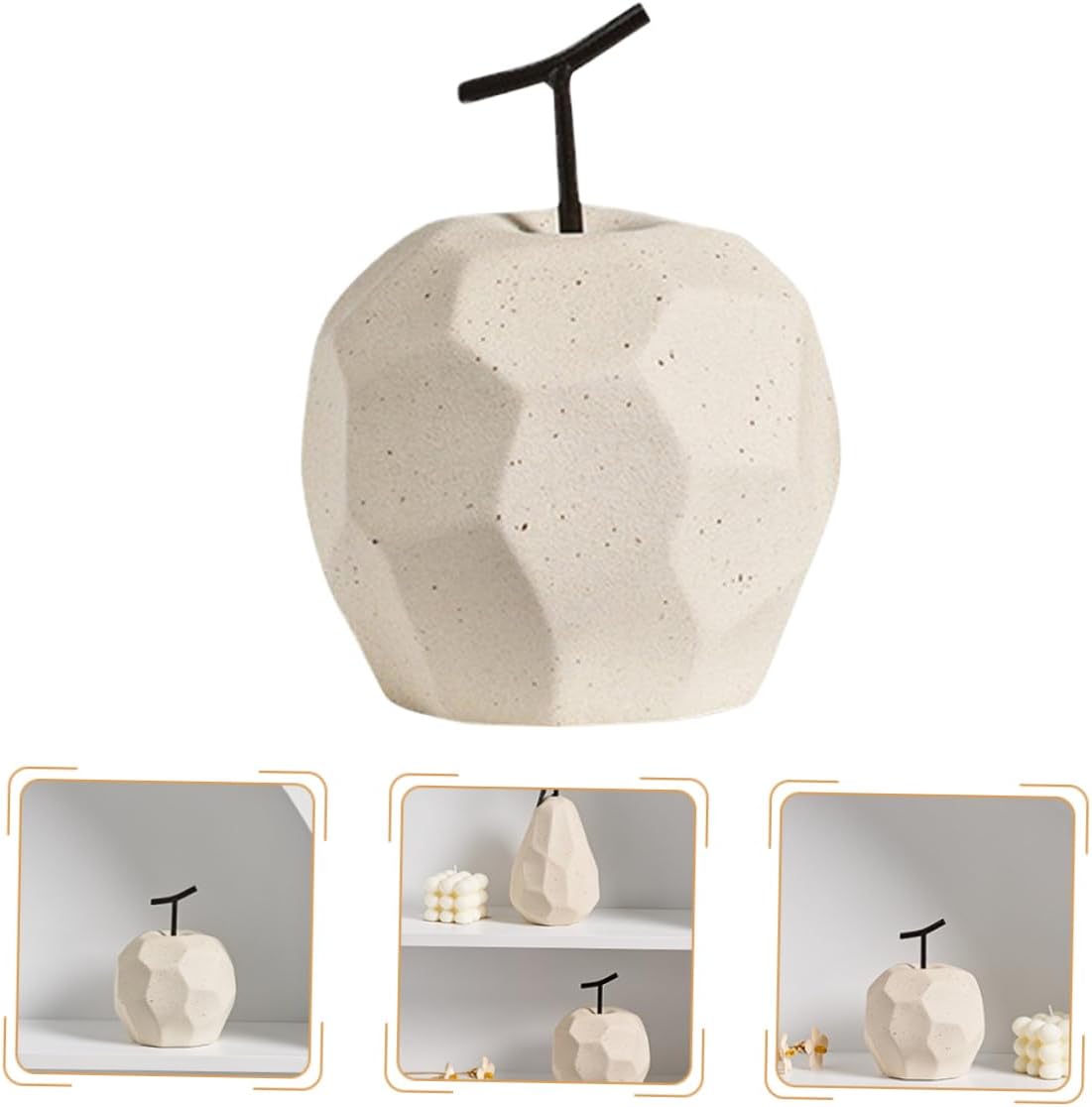 Ceramic Fruit Decorations with Geometric Design
