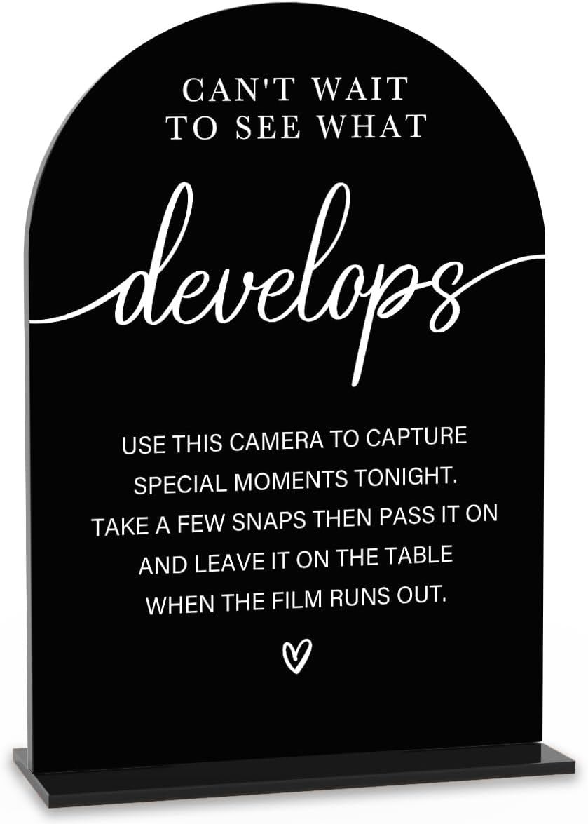KongMoTree Modern Calligraphy Wedding Sign Arch Acrylic Table Top Sign Black