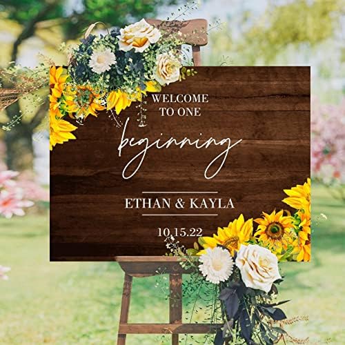 Alioyoit Wedding Welcome Sign with Sunflowers Design
