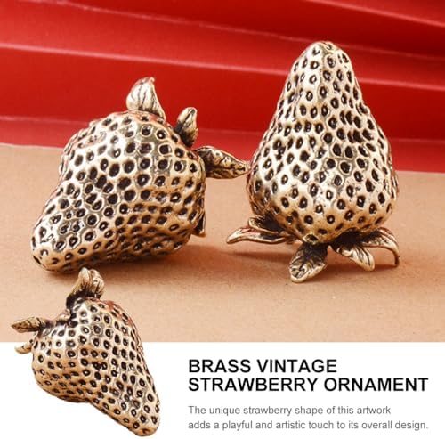 PRETYZOOM 2Pcs Brass Artificial Strawberry Statues
