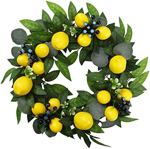 18 Inch Artificial Lemon and Blueberry Wreath