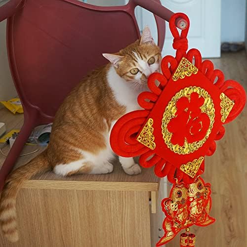 1PCS 30 Inch Red Gilt Chinese Knot Tassel Flannel Decor