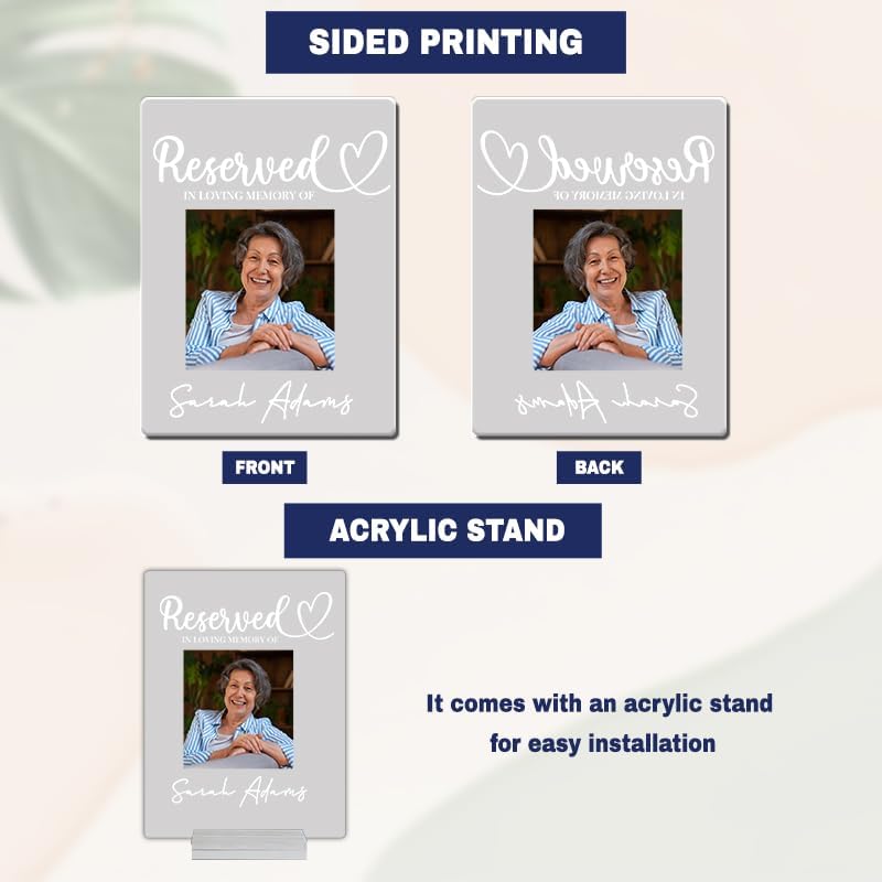 Personalized Reserved Memorial Wedding Chair Sign