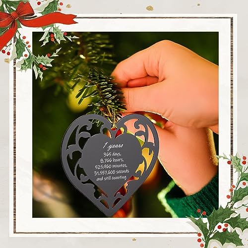 1st Anniversary Heart Ornament Gift for Couples