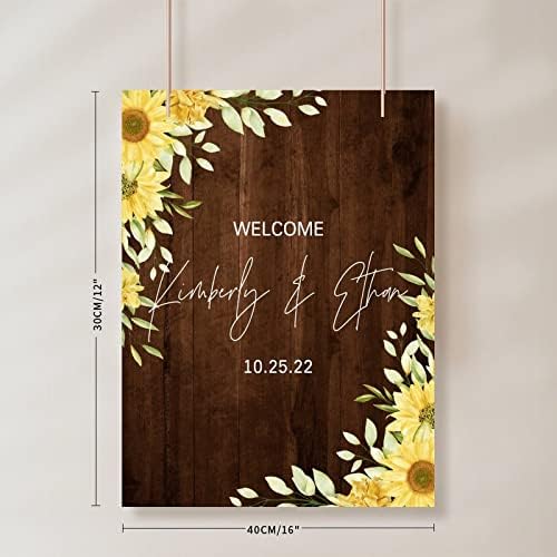 Alioyoit Personalized Wedding Welcome Sign Brown Wood 12x16 Inch
