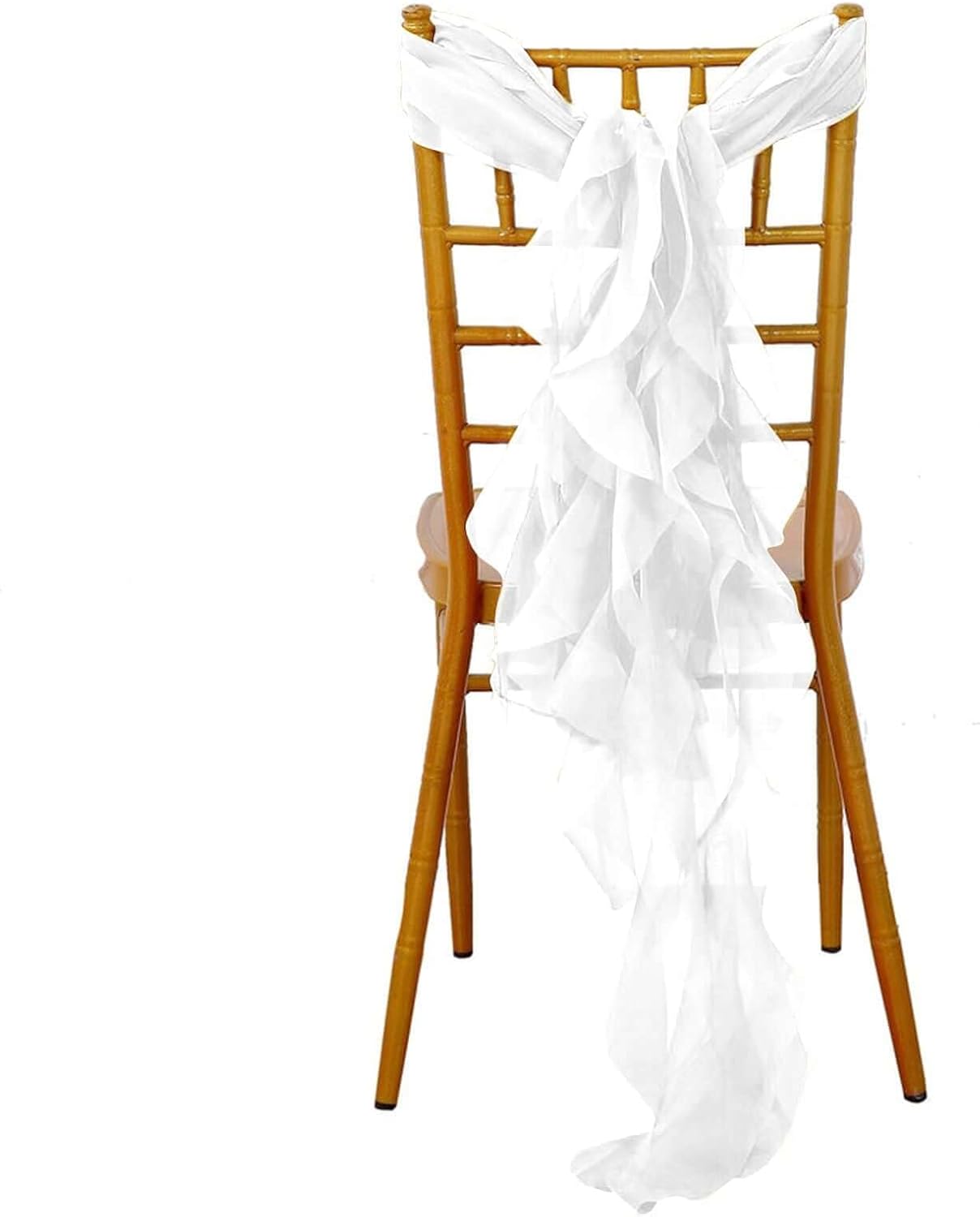 Balsa Circle White Curly Chiffon Chair Sashes Wedding Decor