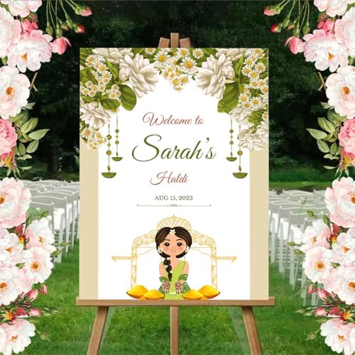 Indian Mehndi Ceremony Welcome Sign Board Personalized 36x45 Plastic