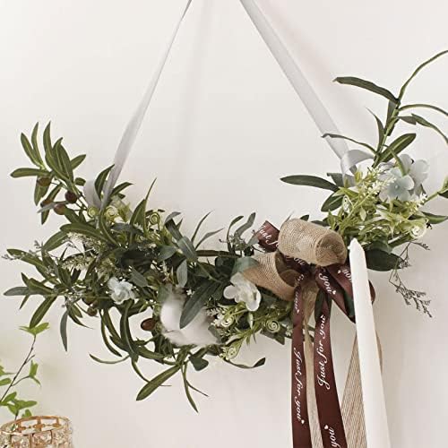 Belupai 27in Artificial Olive Leaves Swag with Ribbon