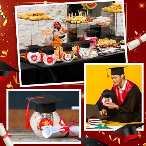 20 Sets Glass Graduation Cap Candy Jars for Class of 2025