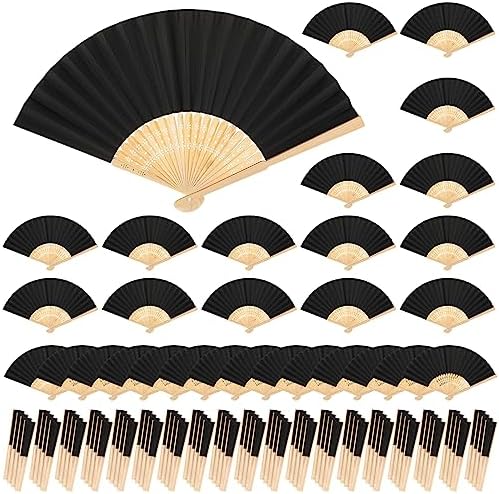 Yinkin 100 Pack Folding Fans for Weddings and Parties