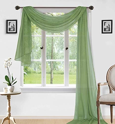 LinenTopia Window Scarf Valance Curtains - 54 x 216 Inches - Sage