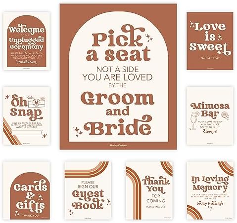 Hadley Designs 9 Retro Wedding Signs Set