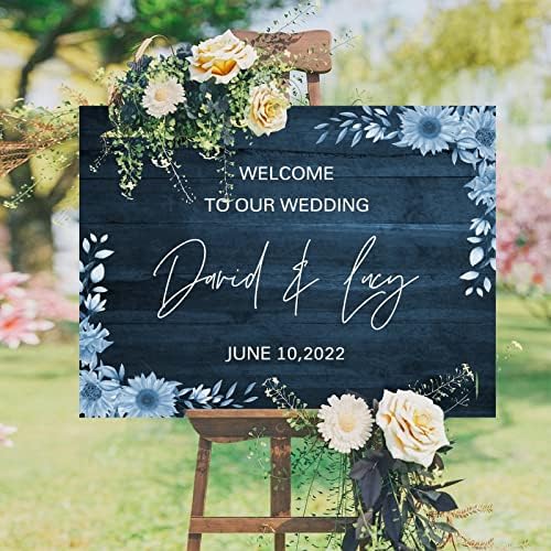 Personalized Wedding Welcome Sign with Floral Design