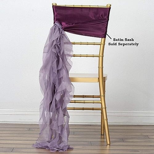 10 Amethyst Curly Chiffon Chair Sashes Wedding Decor