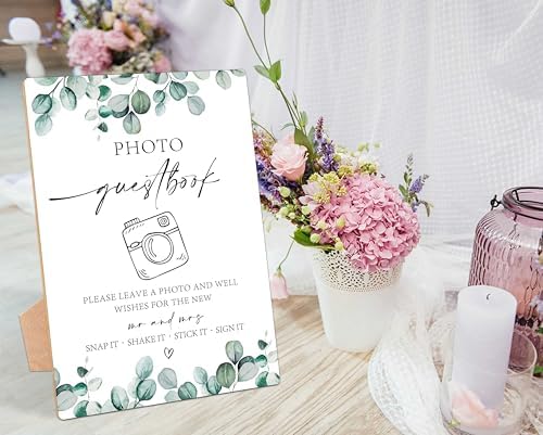 Photo Guestbook Sign Greenery Wedding Ceremony LD24