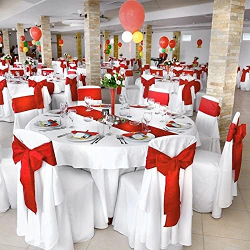 72 pcs Red Satin Chair Sashes with Back Tie