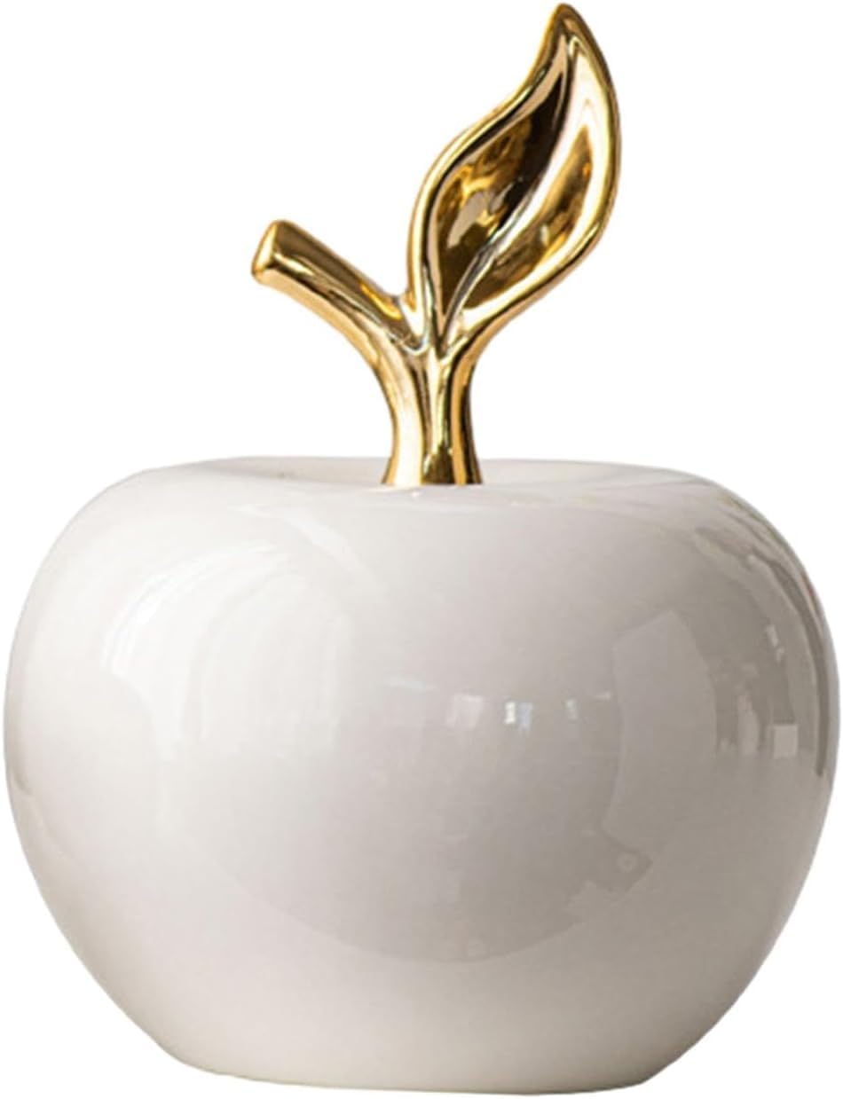 White Ceramic Apples Statue Office Home Decor Figurine