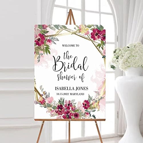 Pink Floral Customizable Wooden Wedding Sign 12x16 Inch
