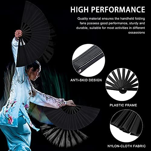 Blulu 4 Pcs 13 Inch Folding Dance Fans