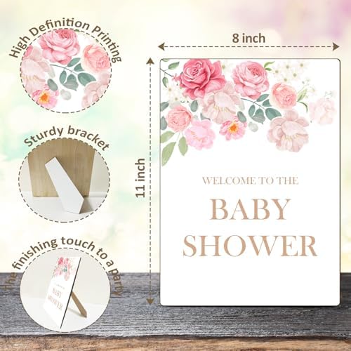 Spring Flowers Baby Shower Welcome Sign with Stand