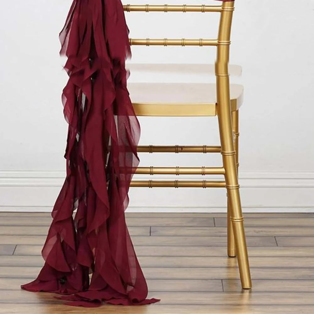 Premium Wedding Chair Sash Set Wrinkle-Free Burgundy Decor