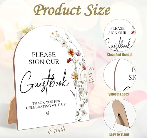 Wildflower Arch Wooden Wedding Sign With Stand