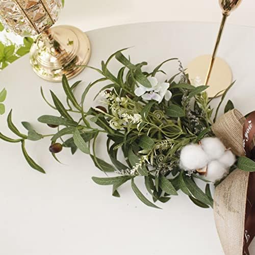 30 Inch Artificial Olive Leaf Wall Decor with Bow