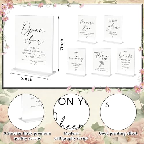 6 Pack Minimalist White Acrylic Wedding Signs