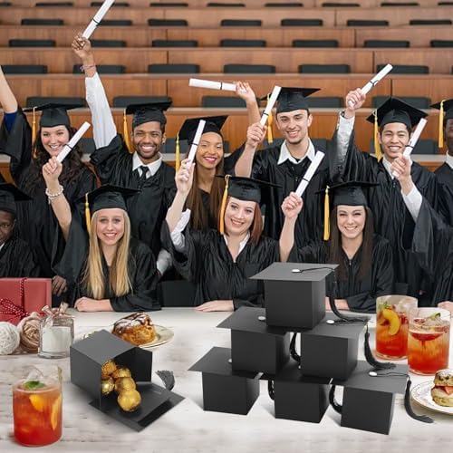 COTOPHER 100 Pcs Graduation Candy Boxes with Black Tassel