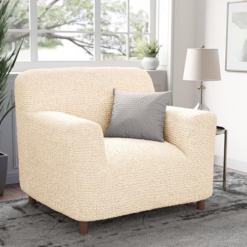 PAULATO Chair Cover - Stretch Fit 1-Piece Slipcover - Cream