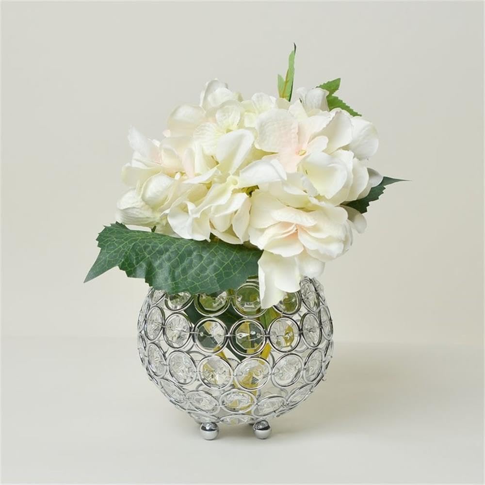 Pemberly Row Crystal Circular Centerpiece Bowl in Chrome