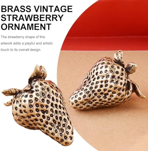 PRETYZOOM 2Pcs Brass Artificial Strawberry Statues