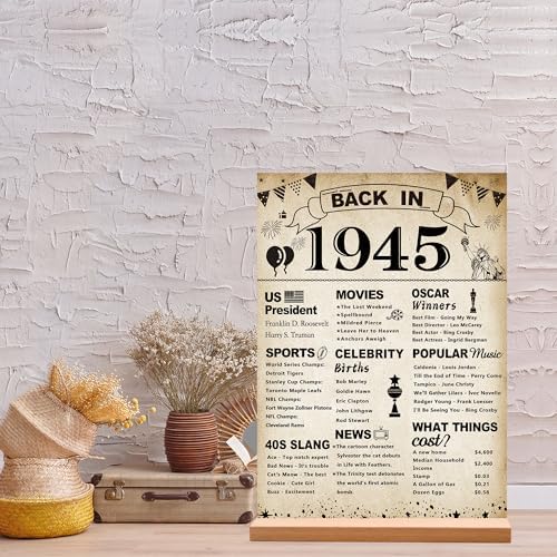 DARUNAXY 80th Birthday Decor Acrylic Sign with Stand