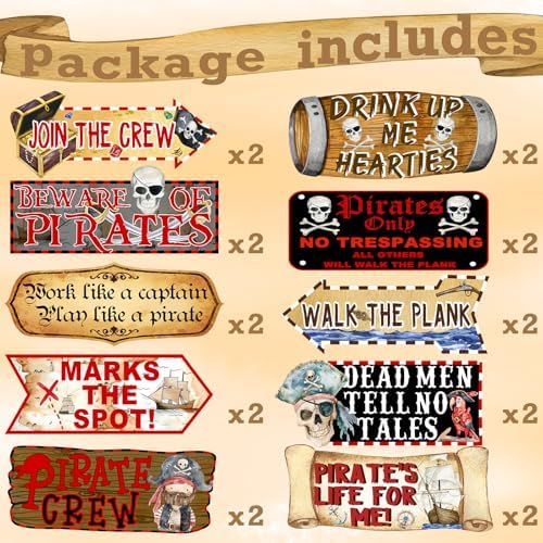 20-Piece Pirate Party Directional Signs Set