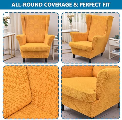HZDHCLH Wingback Chair Slipcovers 2 Piece