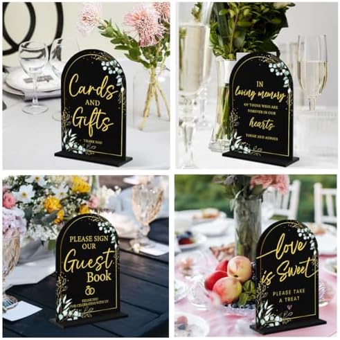 4-Piece Acrylic Wedding Sign Set for Ceremony Reception