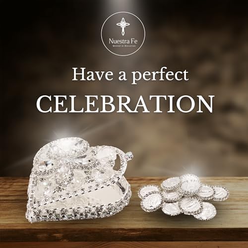Catholic Wedding Arras Set with 13 Coins and Virgen de Guadalupe Image