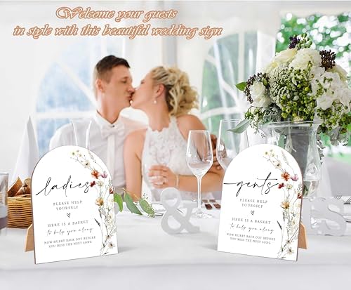 2 Pack Wildflower Bathroom Basket Wedding Signs