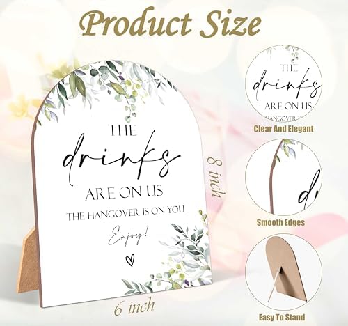 Greenery Drinks Are On Us Sign Wedding Decor