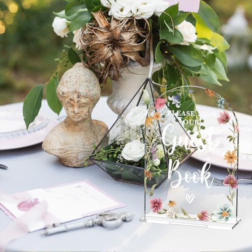Wildflowers Acrylic Wedding Sign Guestbook Arch Table Decor