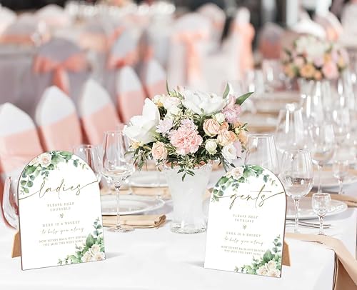2 Pack White Rose Wedding Signs with Stand