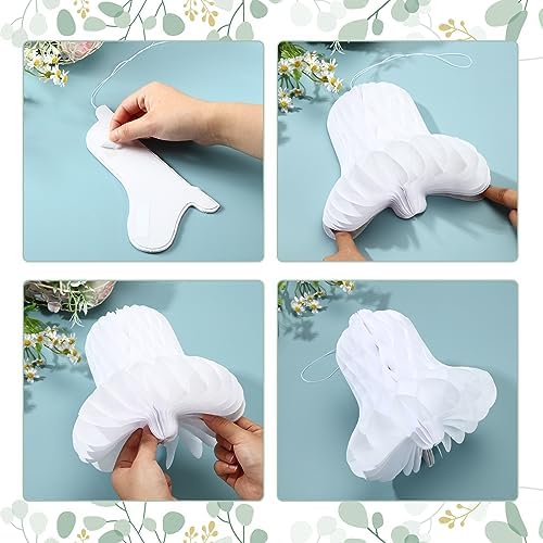 24 Pcs White Hanging Honeycomb Wedding Bells Decorations