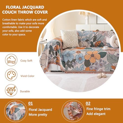 DREAMINGO Vintage Floral Jacquard Sofa Slipcover