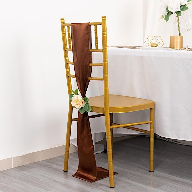 100 Cinnamon Brown Satin Chair Sashes for Wedding Decorations