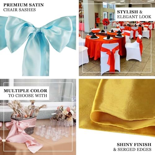 Efavormart 5pcs Gold Satin Chair Sashes Bow Ties