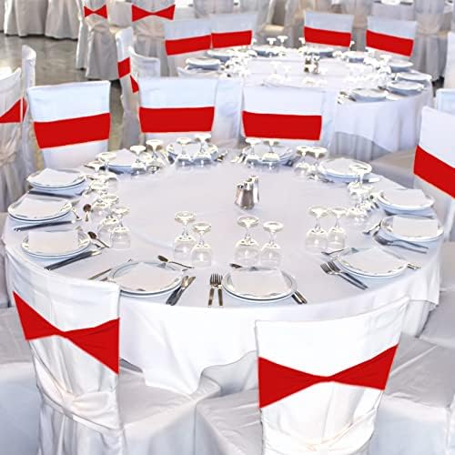 Kinlop 150 Pcs Stretch Chair Sashes Red