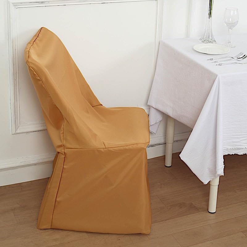 Balsa Circle 10 Pcs Gold Folding Chair Covers for Parties Weddings