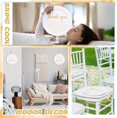 GlikCeil 200 Pcs Wedding Fans with Organza Bags Set