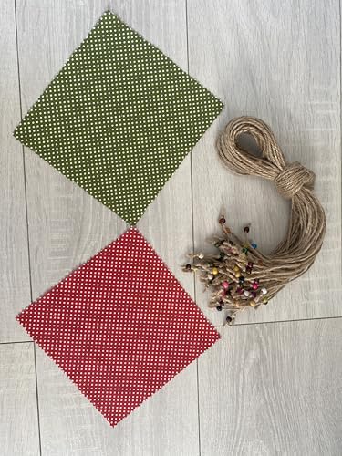 50 Pieces 100 Cotton Polka-Dot Jar Cover Cloth with Beaded Jute Rope